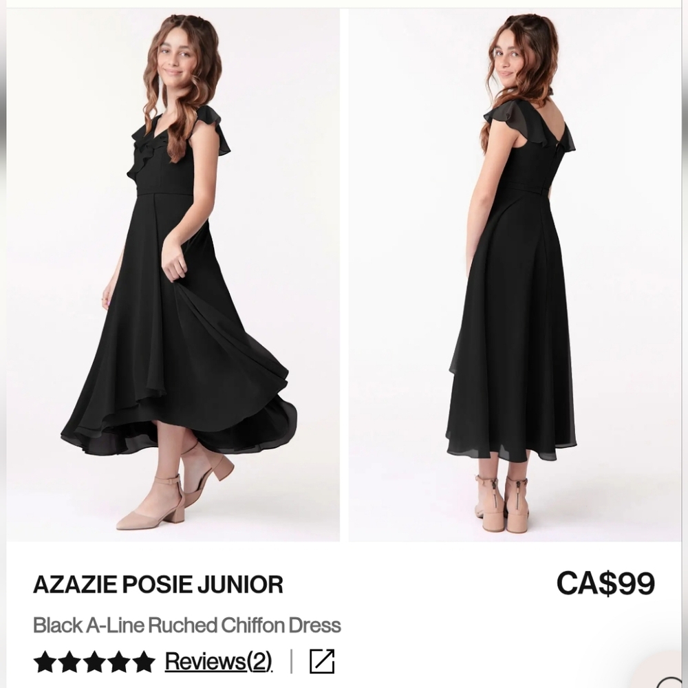 Azazie Posie Junior Dress in Black size J16